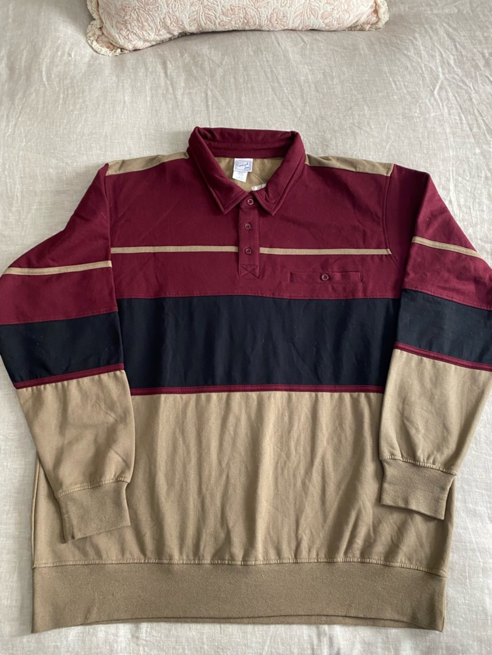 Vintage Haband Casual Joe Sweatshirt Henley Collared Grandpa Long Sleeve 90s XL